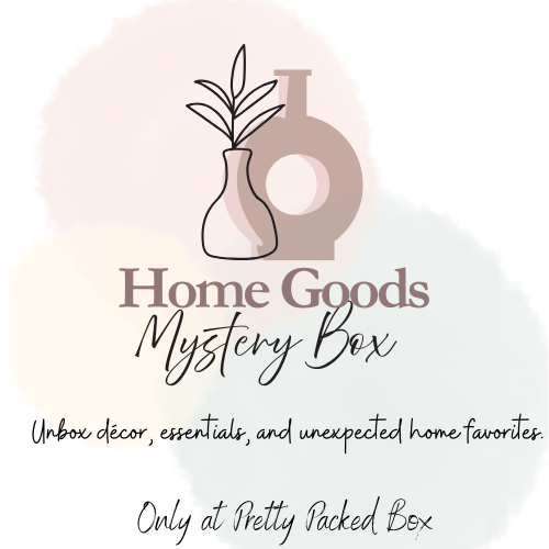 Home goods mystery box with kitchen, decor, and household liquidation items from Pretty Packed Box.